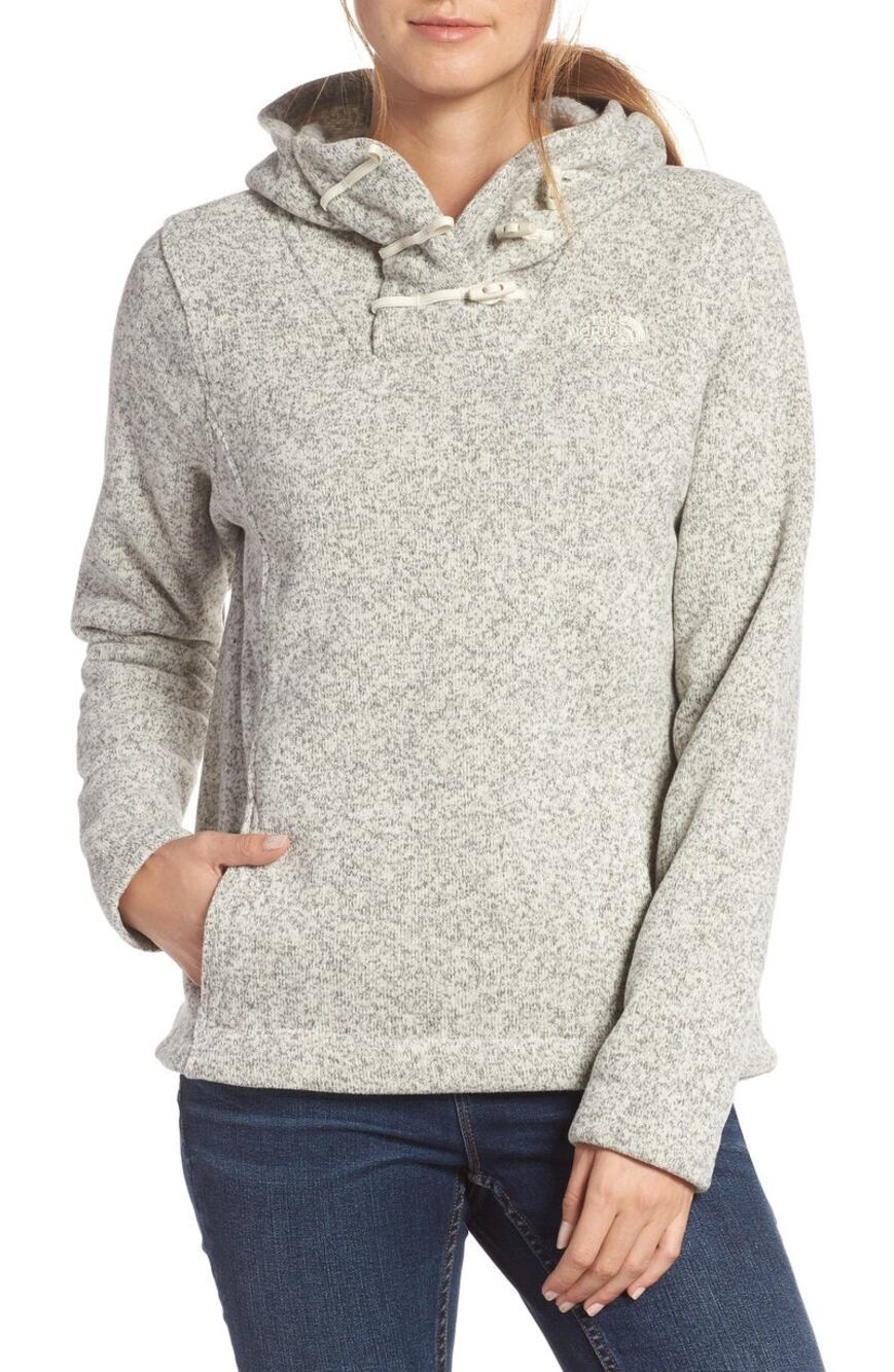 The North Face Crescent Hoodie Pullover Knit Sweatshirt Toggle Gray Womens Large